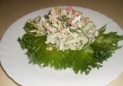 «Салат с крабовыми палочками и листьями салата "Фриллис"» - приготовления блюда - шаг 6