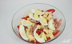 «Салат с помидорами, ветчиной и сыром» - приготовления блюда - шаг 3
