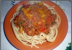 «Спагетти "Болоньезе" с перцем и кабачком» - приготовления блюда - шаг 8