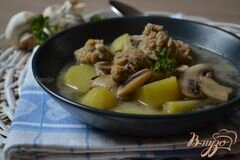 «Грибной суп с фрикадельками из мяса и гороха нут» - приготовления блюда - шаг 8