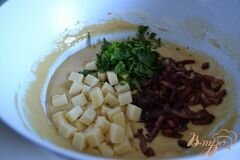 «Закусочные кексики с сыром и ветчиной» - приготовления блюда - шаг 3