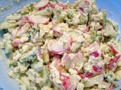 «Овощной салат с копченым сыром» - приготовления блюда - шаг 3