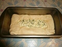 «Пирог из слоеного теста с начинкой из зерненого творога» - приготовления блюда - шаг 6
