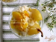«Рисовый пудинг в кокосовых сливках с грушей, апельсиновым соусом и кедровыми орешками» - приготовления блюда - шаг 7