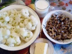 «Цветная капуста с грибами, молоком и сыром.» - приготовления блюда - шаг 1