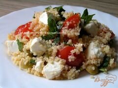 «Мятный салат из кускуса с помидорами, фетой и оливками» - приготовления блюда - шаг 6
