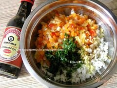 «Рисовые котлетки с овощами в кунжутной панировке» - приготовления блюда - шаг 2