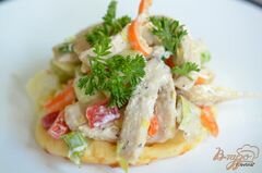 «Куриный салат с сырными слойками» - приготовления блюда - шаг 6