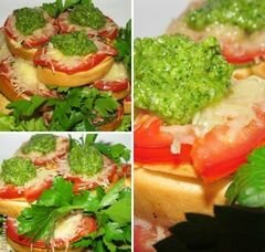 «Горячие бутерброды с соусом песто и помидорами» - приготовления блюда - шаг 3