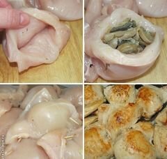 «Куриные кармашки с грибами под сырно-сливочным соусом» - приготовления блюда - шаг 2