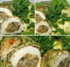«Куриные кармашки с грибами под сырно-сливочным соусом» - приготовления блюда - шаг 4
