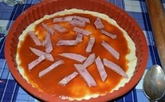 «Пицца на сдобном дрожжевом сладком тесте с ветчиной и колбасой» - приготовления блюда - шаг 4