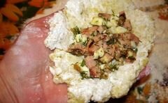 «Картофельные зразы с колбасой, яйцом, луком» - приготовления блюда - шаг 7