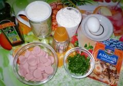 «Оладьи с сосисками и зеленью» - приготовления блюда - шаг 1